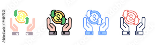 Return Growth icon set multiple style collection