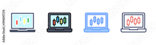 Market Trading icon set multiple style collection