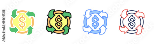 Money Cycle icon set multiple style collection