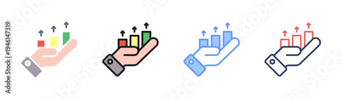 Profit Rise icon set multiple style collection