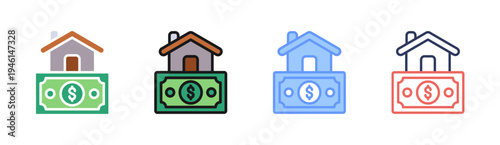 Property Finance icon set multiple style collection