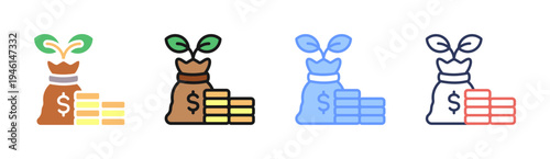 Growth Fund icon set multiple style collection