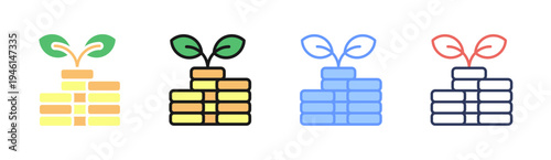 Sustainable Growth icon set multiple style collection