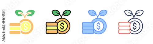 Green Investment icon set multiple style collection