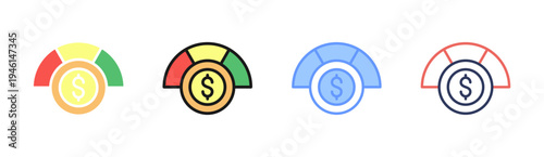 Financial Target icon set multiple style collection