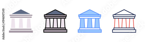 Banking System icon set multiple style collection