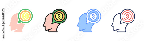 Money Mindset icon set multiple style collection