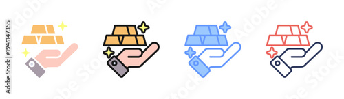 Gold Value icon set multiple style collection