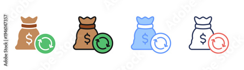 Cash Flow icon set multiple style collection