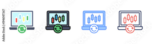 Stock Trading icon set multiple style collection
