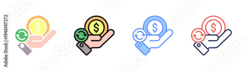 Return Yield icon set multiple style collection