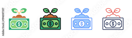Financial Growth icon set multiple style collection