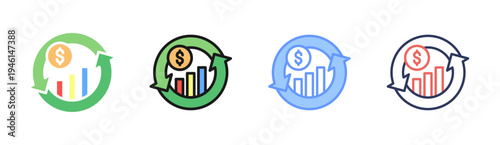 Roi Cycle icon set multiple style collection