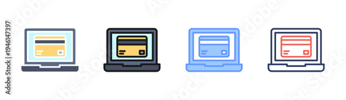 Online Payment icon set multiple style collection