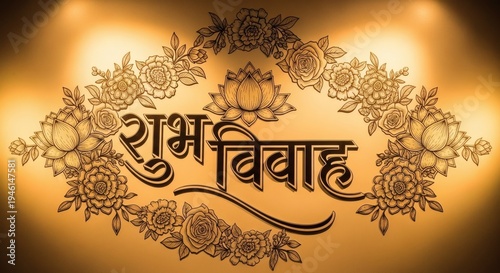 Shubh Vivah Traditional Indian Wedding Calligraphy Typography