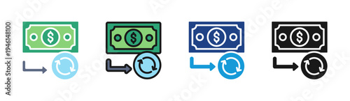 Money Circulation icon set multiple style collection
