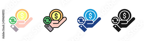 Return Yield icon set multiple style collection