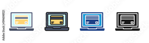 Online Payment icon set multiple style collection