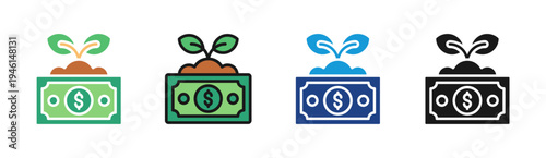 Financial Growth icon set multiple style collection