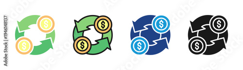 Money Cycle icon set multiple style collection