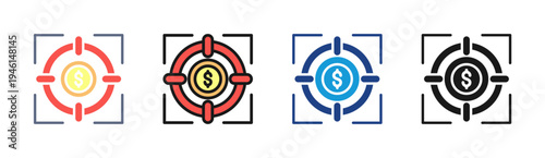 Profit Target icon set multiple style collection