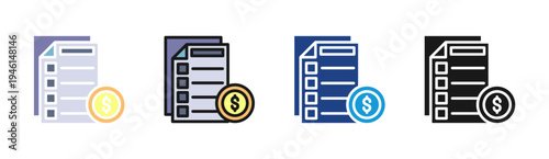 Budget Planning icon set multiple style collection