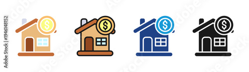 Real Estate icon set multiple style collection