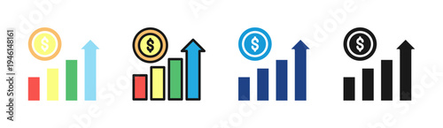 Revenue Growth icon set multiple style collection