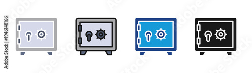 Safe Deposit icon set multiple style collection