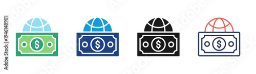 Global Finance icon set multiple style collection