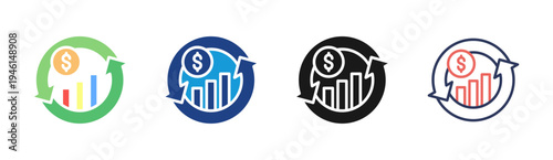 Roi Cycle icon set multiple style collection