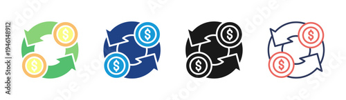 Money Cycle icon set multiple style collection