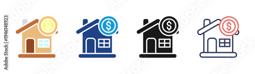 Real Estate icon set multiple style collection