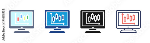 Stock Trading icon set multiple style collection