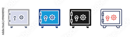 Safe Deposit icon set multiple style collection