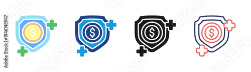 Financial Security icon set multiple style collection