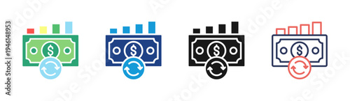 Cash Flow icon set multiple style collection