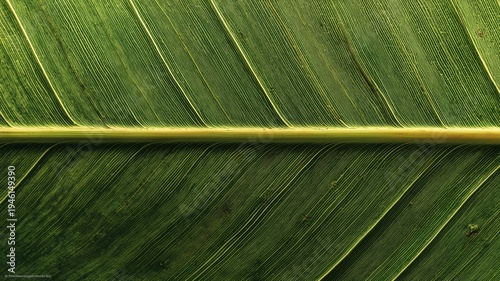 緑色の葉の繊細な葉脈のクローズアップ。自然や植物関連のデザイン素材に最適な背景。