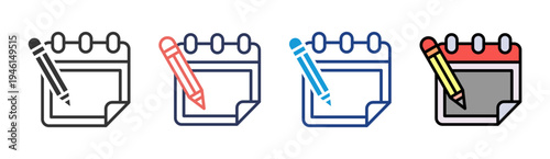 Notes icon set multiple style collection