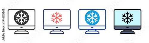 Freezing icon set multiple style collection