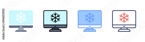 Freezing icon set multiple style collection