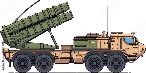 Desert surface to air missile battery on heavy chassis