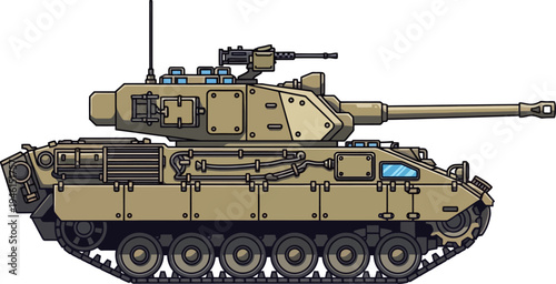 Desert warfare battle tank with heavy tracked armor
