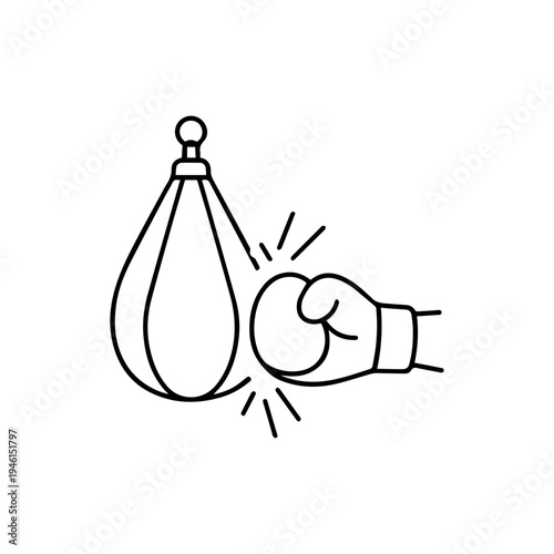 boxing glove hits a punching bag line icon vector isolated
Vector line icon on a white background