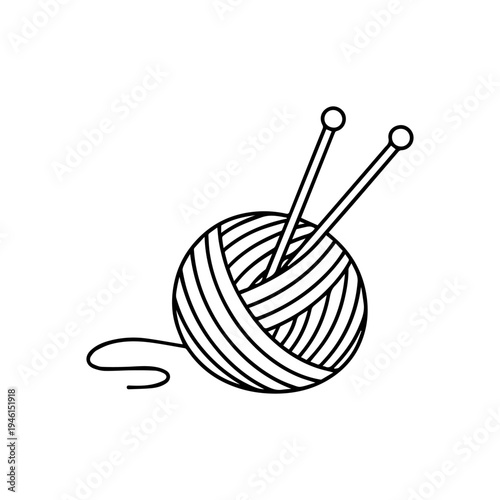 ball of yarn with knitting needles line icon vector isolated
Vector line icon on a white background