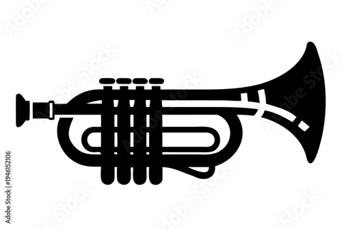 bugle silhouette illustration for brass music instrument military band and performance design