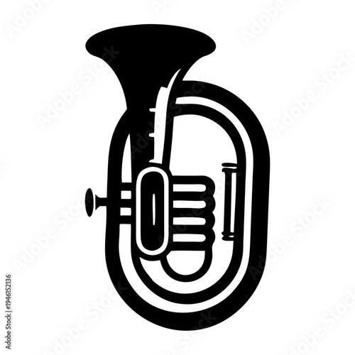 tuba silhouette icon illustration for brass music instrument band orchestra and performance design