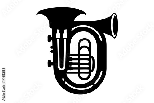 euphonium silhouette illustration for brass music instrument band orchestra and performance design