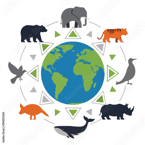 Wild animal silhouette vector collection with elephant horse bear and other mammals