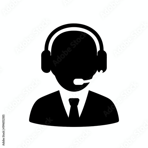 Professional customer service representative icon for global support, communication, and assistance solutions